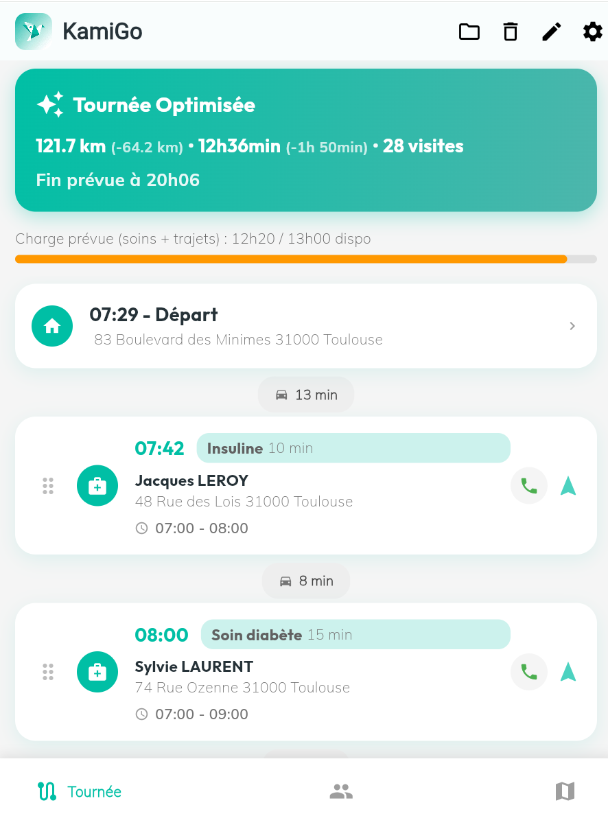 Aperçu de l'application KamiGo